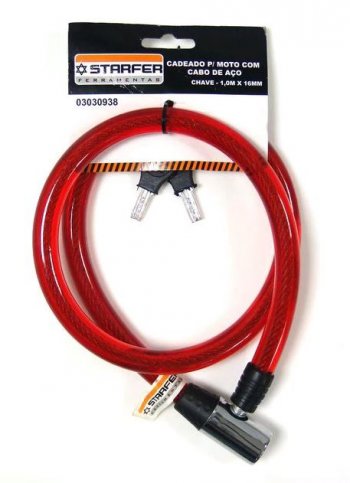 Starfer - cadeado p/moto c/cabo aco 16mmx1mt *